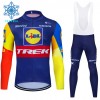 Set Fietsshirt Lange Mouw + Lange Koersbroek 2024 Lidl-Trek Winter Thermal Fleece Blauw